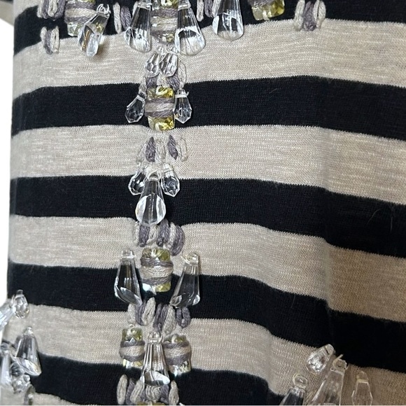 2/$30 Style&Co Black and Tan Stripe Anchor Novelty Crystal Casual Glam T-Shirt S - Picture 7 of 8